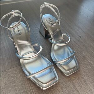 ALDO SILVER HEELS